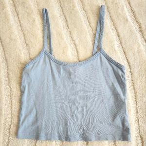 Topshop Baby Blue Baby Spaghetti Straps Tank Top Cropped